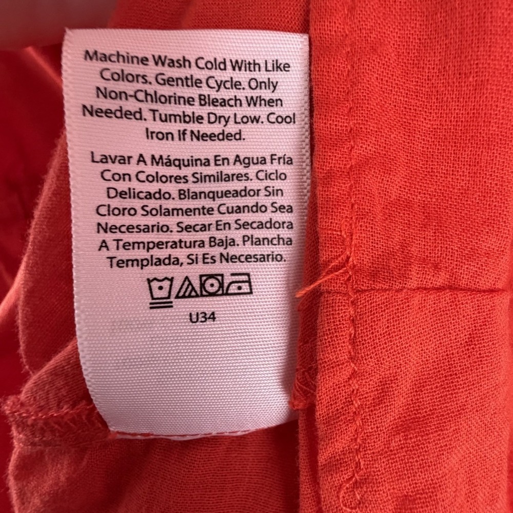 Free Assembly 100%‎ Cotton Eyelet Tiered Mini Dress Orange Puff Sleeve Cottage - Picture 10 of 10